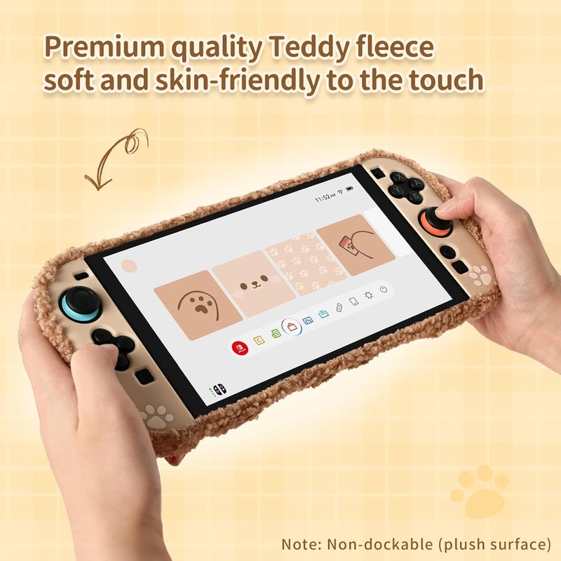 GEEKSHARE Plush Case Compatible with Switch 2 (2025), NS2 Protective Cover for Switch Console and Grip Joy Controller, Plush Bear - Image 3